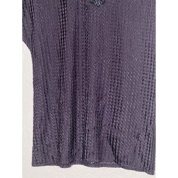 VTG Alice Stuart Small Black Top Pull Over Textured Weaved Floral Lace - Picture 7 of 13